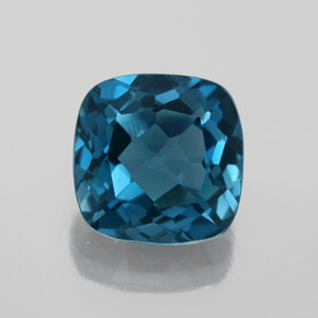 Topacio azul natural de 3,66 ct, corte cojín, VVS