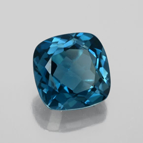 Topacio azul natural de 3,66 ct, corte cojín, VVS