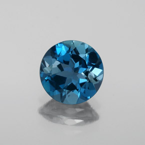 Topacio azul natural de 1,79 ct, corte redondo, VVS-VS