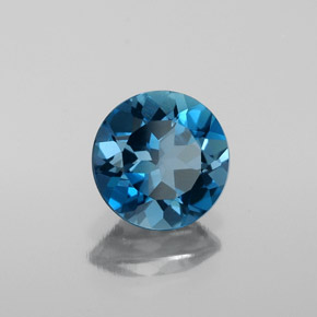 Topacio azul natural de 1,79 ct, corte redondo, VVS-VS