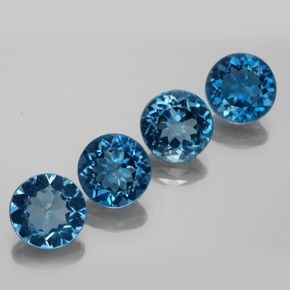 Gemas de topacio azul natural de  ct, corte redondo, VVS-VS