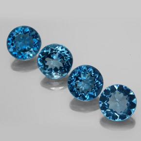 Gemas de topacio azul natural de  ct, corte redondo, VVS-VS