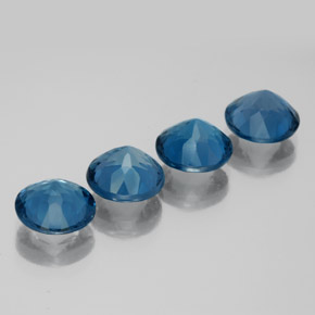 Gemas de topacio azul natural de  ct, corte redondo, VVS-VS