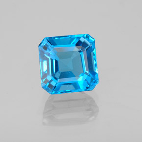 Topacio azul natural de 2,23 ct, corte esmeralda, VS