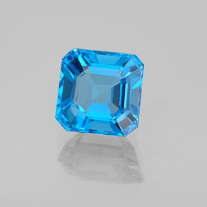 Topacio azul natural de 2,23 ct, corte esmeralda, VS