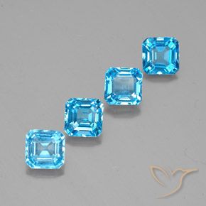 Gemas de Topacio Azul Suizo natural de 8.31 ct, Corte Octágono / Esmeralda, VS