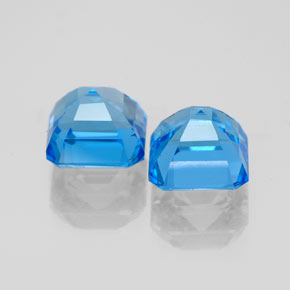 Gemas de topacio azul natural de  ct, corte esmeralda, VS