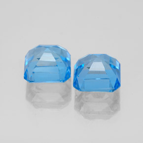 Gemas de topacio azul natural de  ct, corte esmeralda, VS