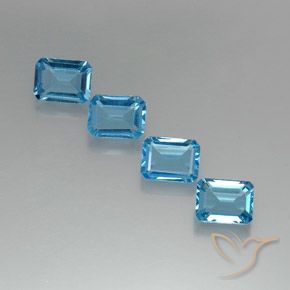Gemas de Topacio Azul Suizo natural de 7.06 ct, Corte Octágono / Esmeralda, VS