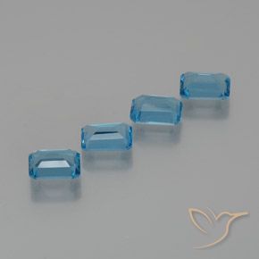 Gemas de Topacio Azul Suizo natural de 7.06 ct, Corte Octágono / Esmeralda, VS