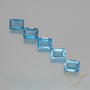 Gemas de Topacio Azul Suizo natural de 9.12 ct, Corte Octágono / Esmeralda, VS