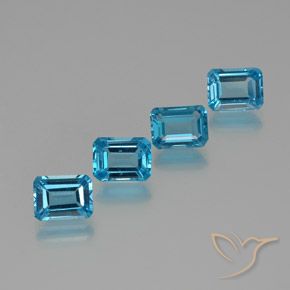 Gemas de topacio azul natural de 7,86 ct, corte esmeralda, VS