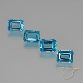 Gemas de topacio azul natural de 7,86 ct, corte esmeralda, VS