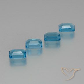 Gemas de topacio azul natural de 7,86 ct, corte esmeralda, VS