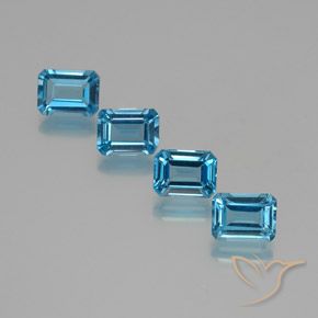 Gemas de Topacio Azul Suizo natural de 7.76 ct, Corte Octágono / Esmeralda, VS