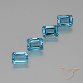 Gemas de Topacio Azul Suizo natural de 8.24 ct, corte esmeralda, VS