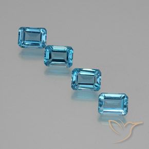 Gemas de Topacio Azul Suizo natural de 8.24 ct, corte esmeralda, VS
