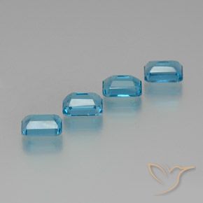 Gemas de Topacio Azul Suizo natural de 8.24 ct, corte esmeralda, VS
