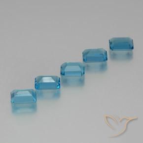 Gemas de Topacio Azul Suizo natural de 9.86 ct, Corte Octágono / Esmeralda, VS