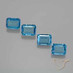 Gemas de Topacio Azul Suizo natural de 7.31 ct, Corte Octágono / Esmeralda, VS