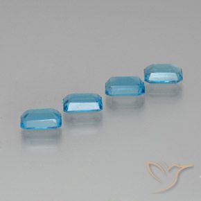 Gemas de Topacio Azul Suizo natural de 7.31 ct, Corte Octágono / Esmeralda, VS