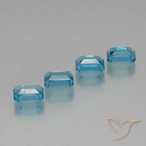 Gemas de Topacio Azul Suizo natural de 8.56 ct, corte esmeralda, VS