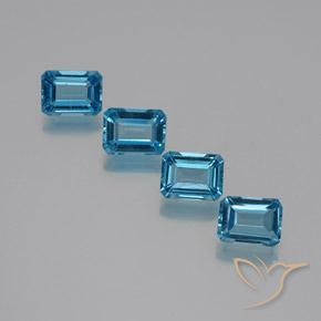 Gemas de Topacio Azul Suizo natural de 7.27 ct, Corte Octágono / Esmeralda, VS