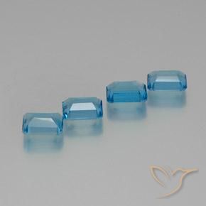 Gemas de Topacio Azul Suizo natural de 7.27 ct, Corte Octágono / Esmeralda, VS