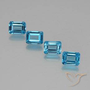 Gemas de Topacio Azul Suizo natural de 7.34 ct, Corte Octágono / Esmeralda, VVS-VS