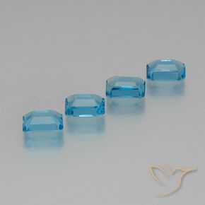 Gemas de Topacio Azul Suizo natural de 7.34 ct, Corte Octágono / Esmeralda, VVS-VS