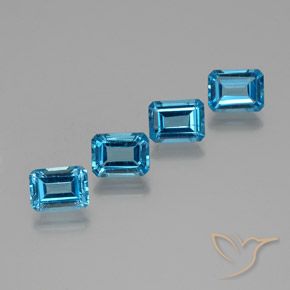 7.74ctw Natural Azul Suizo Topacio, corte esmeralda, VS
