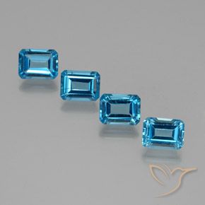 Gemas de Topacio Azul Suizo natural de 7.74 ct, Corte Octágono / Esmeralda, VS
