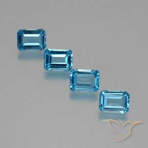 Gemas de Topacio Azul Suizo natural de 7.71 ct, Corte Octágono / Esmeralda, VS