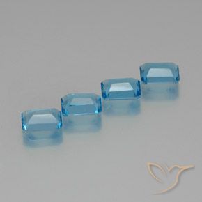 Gemas de Topacio Azul Suizo natural de 7.71 ct, Corte Octágono / Esmeralda, VS