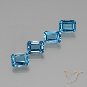 7.46ctw Natural Azul Suizo Topacio, corte esmeralda, VS
