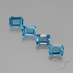 Gemas de Topacio Azul Suizo natural de 7.46 ct, Corte Octágono / Esmeralda, VS