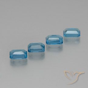 Gemas de Topacio Azul Suizo natural de 7.46 ct, Corte Octágono / Esmeralda, VS