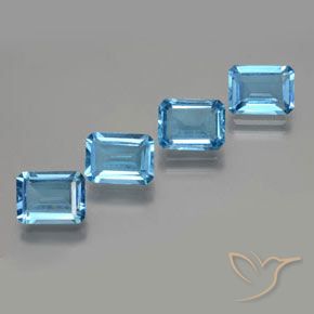 Gemas de Topacio Azul Suizo natural de 7.18 ct, Corte Octágono / Esmeralda, VS