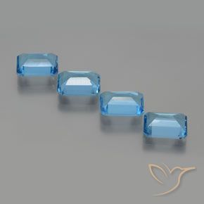 Gemas de Topacio Azul Suizo natural de 7.18 ct, Corte Octágono / Esmeralda, VS