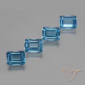 Gemas de Topacio Azul Suizo natural de 8.04 ct, Corte Octágono / Esmeralda, VVS-VS