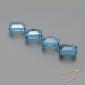 Gemas de Topacio Azul Suizo natural de 8.04 ct, Corte Octágono / Esmeralda, VVS-VS