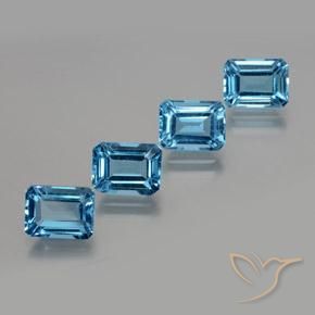 Gemas de Topacio Azul Suizo natural de 8.43 ct, Corte Octágono / Esmeralda, VS