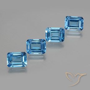 Gemas de Topacio Azul Suizo natural de 7.79 ct, Corte Octágono / Esmeralda, VS