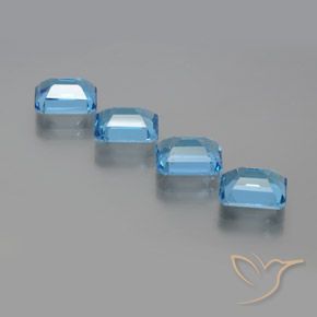 Gemas de Topacio Azul Suizo natural de 7.79 ct, Corte Octágono / Esmeralda, VS