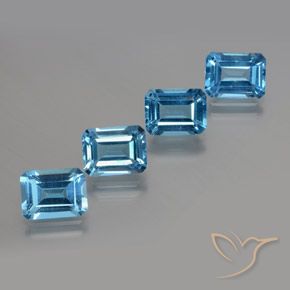 Gemas de Topacio Azul Suizo natural de 7.65 ct, Corte Octágono / Esmeralda, VS
