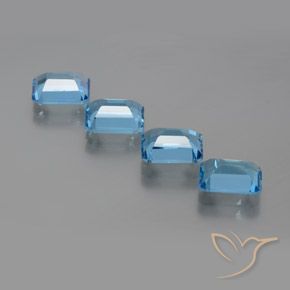 Gemas de Topacio Azul Suizo natural de 7.65 ct, Corte Octágono / Esmeralda, VS