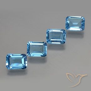 Gemas de Topacio Azul Suizo natural de 7.75 ct, Corte Octágono / Esmeralda, VVS-VS