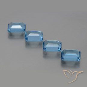 Gemas de Topacio Azul Suizo natural de 7.75 ct, Corte Octágono / Esmeralda, VVS-VS
