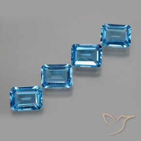 Gemas de Topacio Azul Suizo natural de 7.23 ct, Corte Octágono / Esmeralda, VS