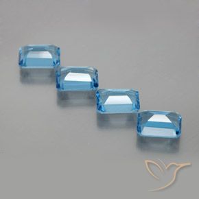 Gemas de Topacio Azul Suizo natural de 7.23 ct, Corte Octágono / Esmeralda, VS